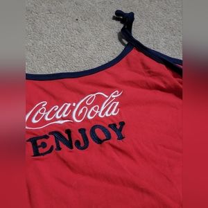 COCA COLA tank top, slight crop. Tie front waist XL. Worn once